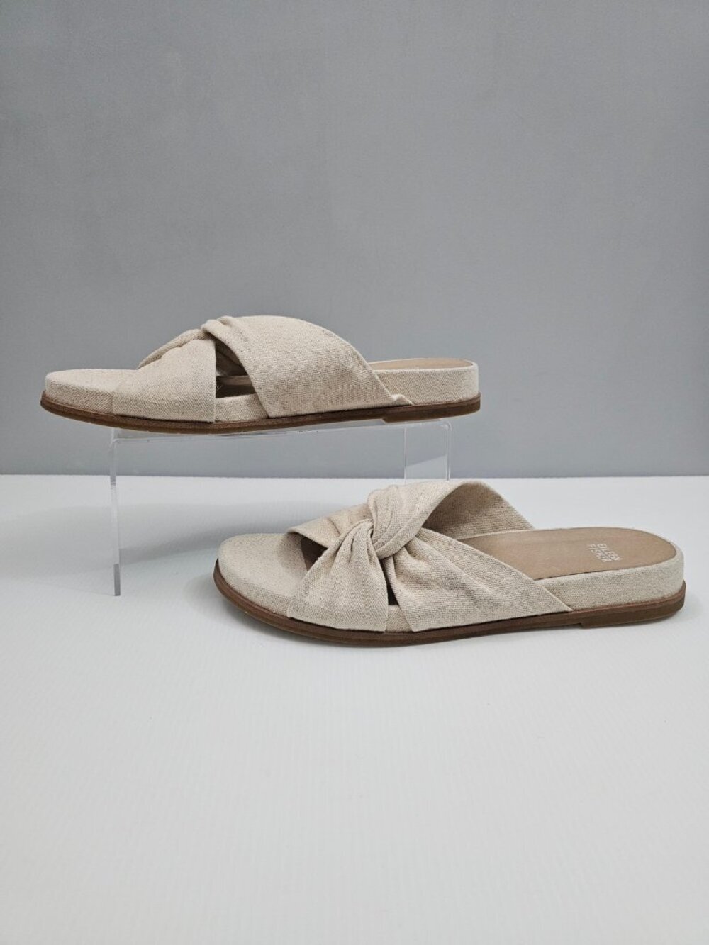 Eileen Fisher Dello Knot Slide Sandals Womens 11 Linen Natural Comfort Minimal - Picture 2 of 13